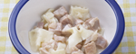国産鶏とパスタ（ファルファーレ）のチキンブイヨン煮